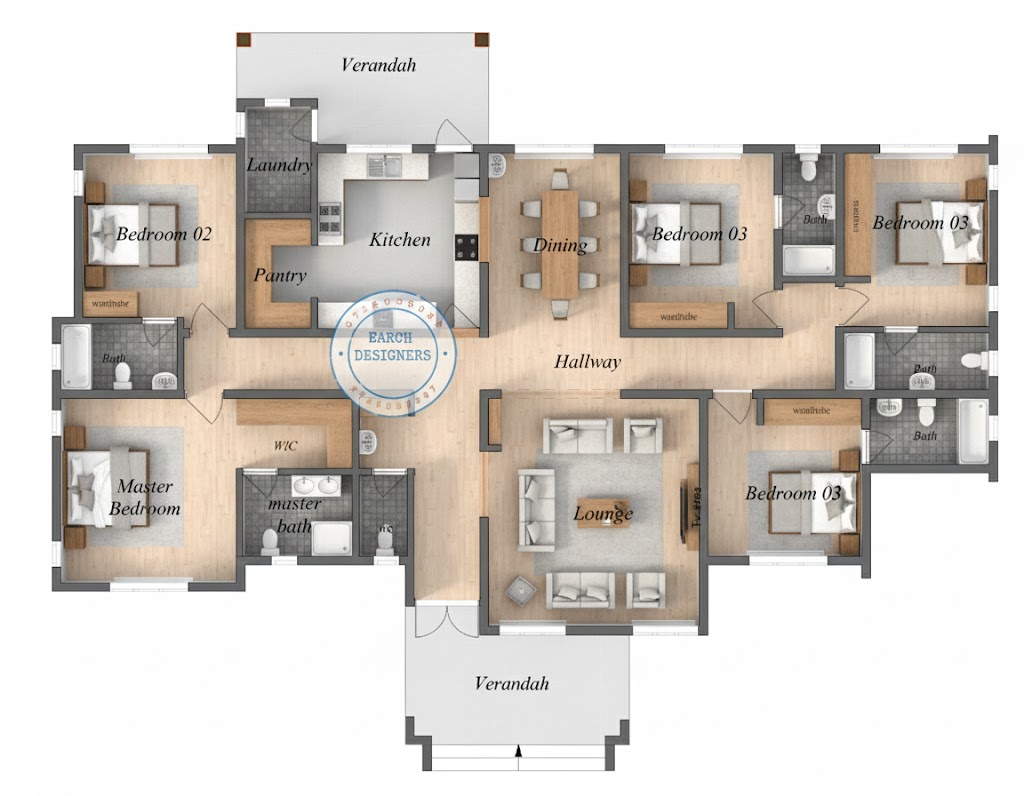 5 Bedroom House Plan with Master Ensuite