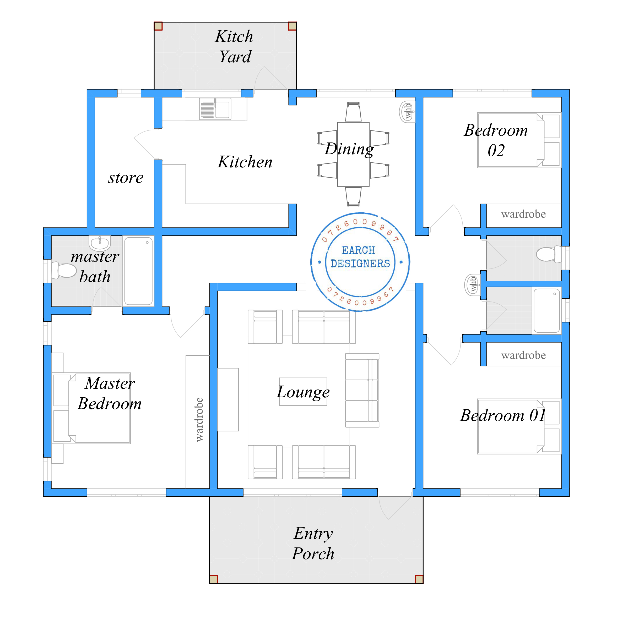 Modern 3-Bedroom House Plan Layout