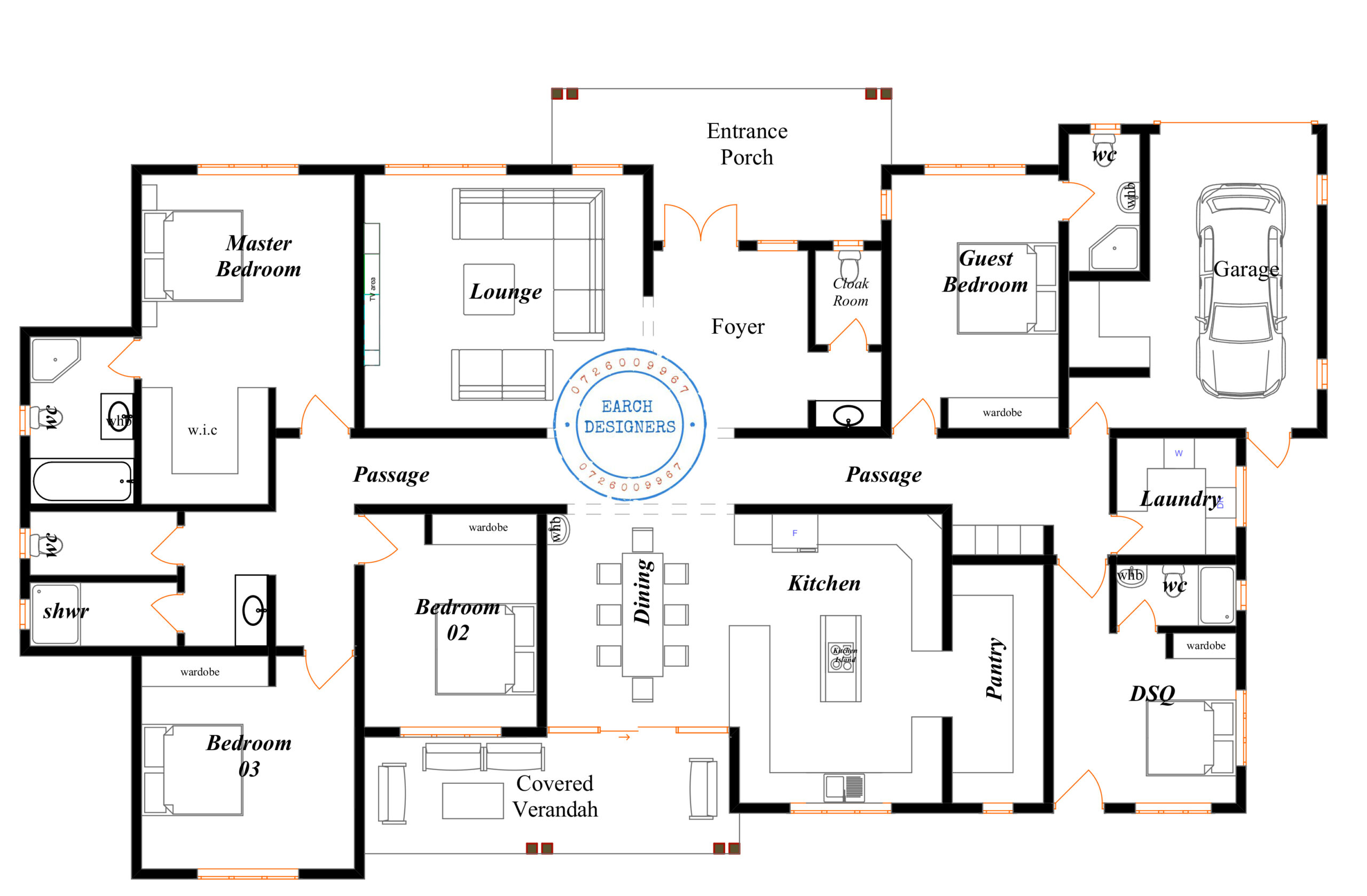 5 bedroom Bungalow (DSQ) (plan with measurement)