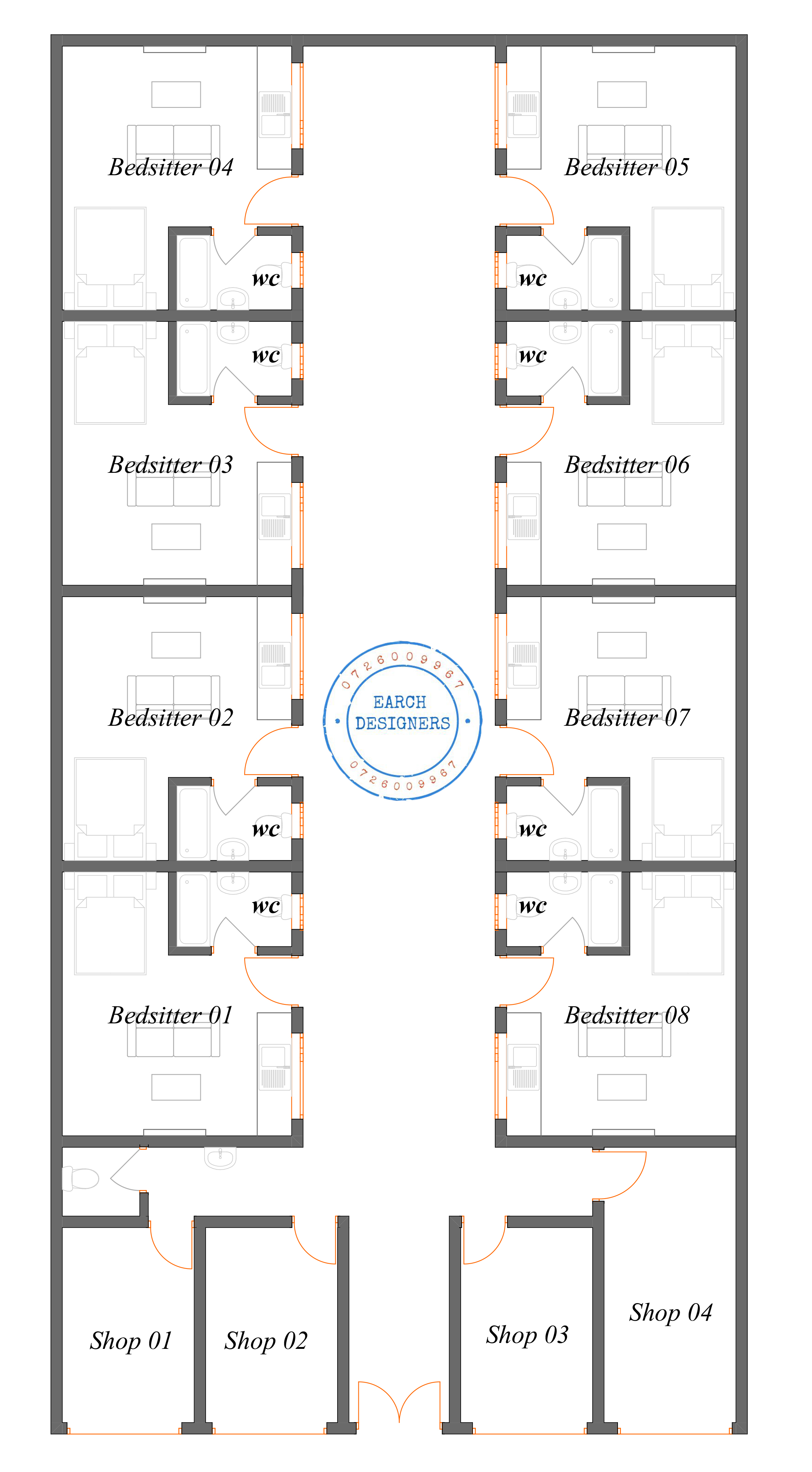 Bedsitter units on a 40 x80 plot