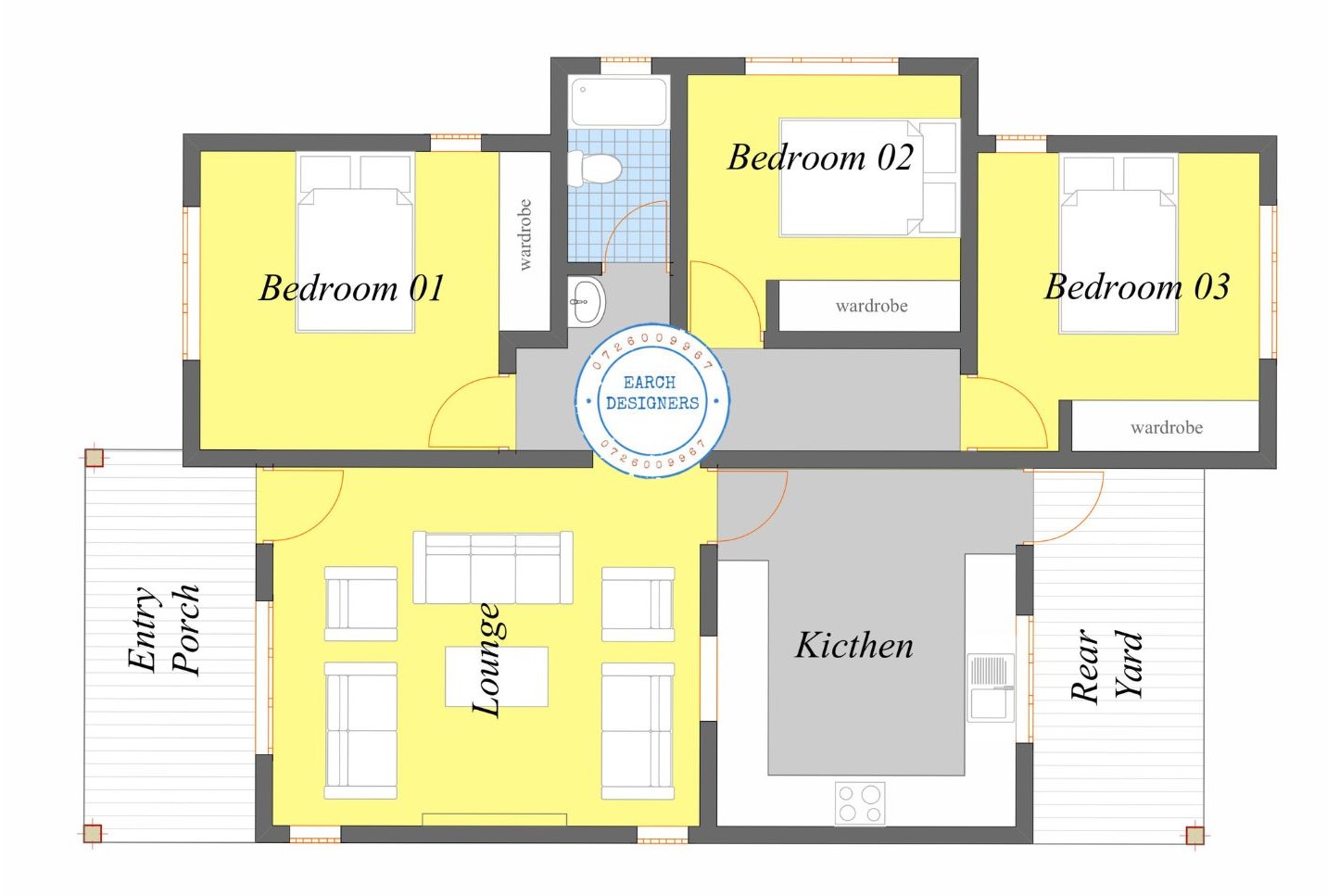 3 bedroom Bungalow layout