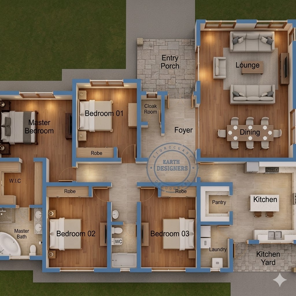 4 Bedroom Bungalow Floor Design in Kenya