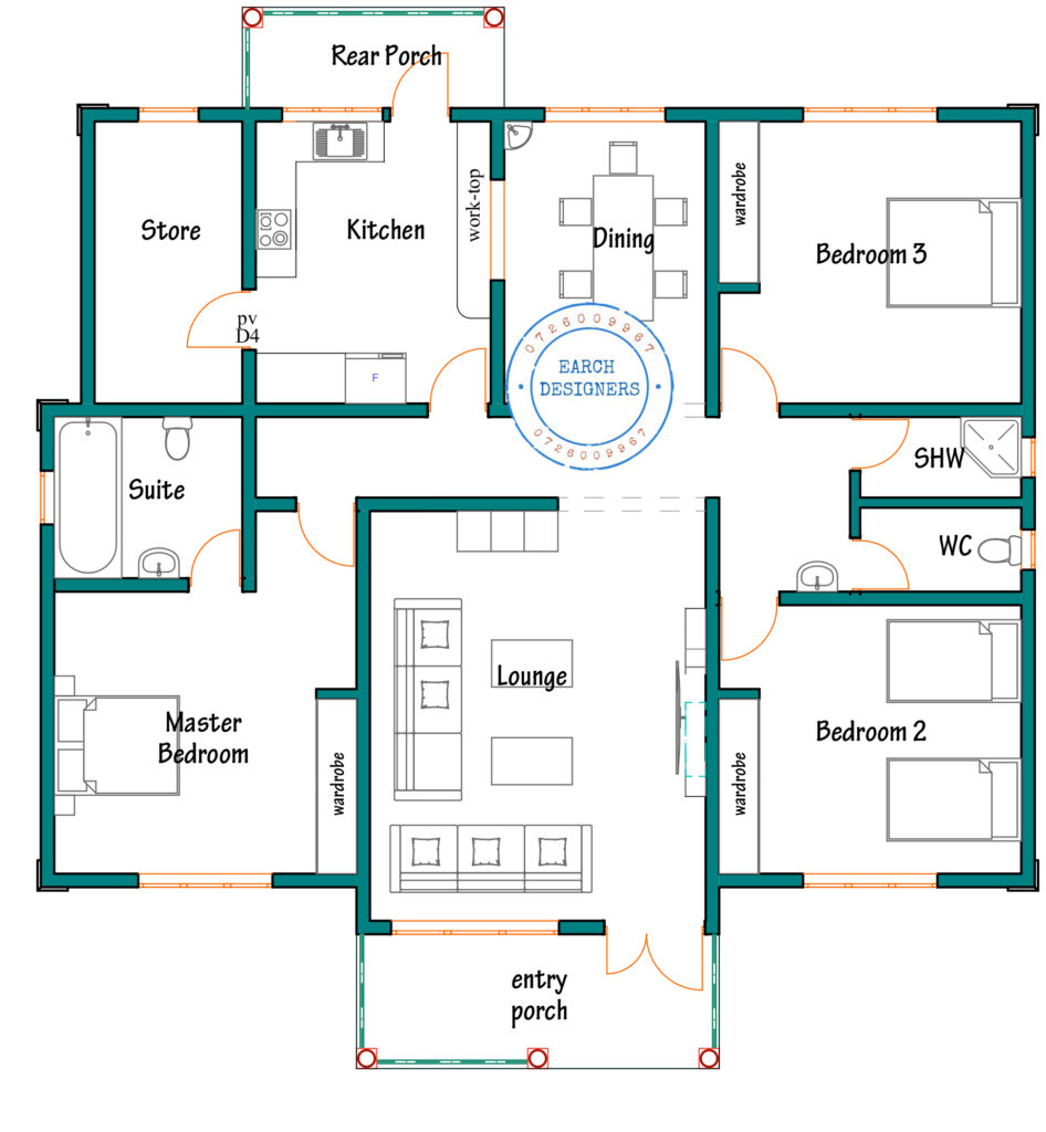 Modern 3-Bedroom Bungalow House Plan for Sale in Kenya