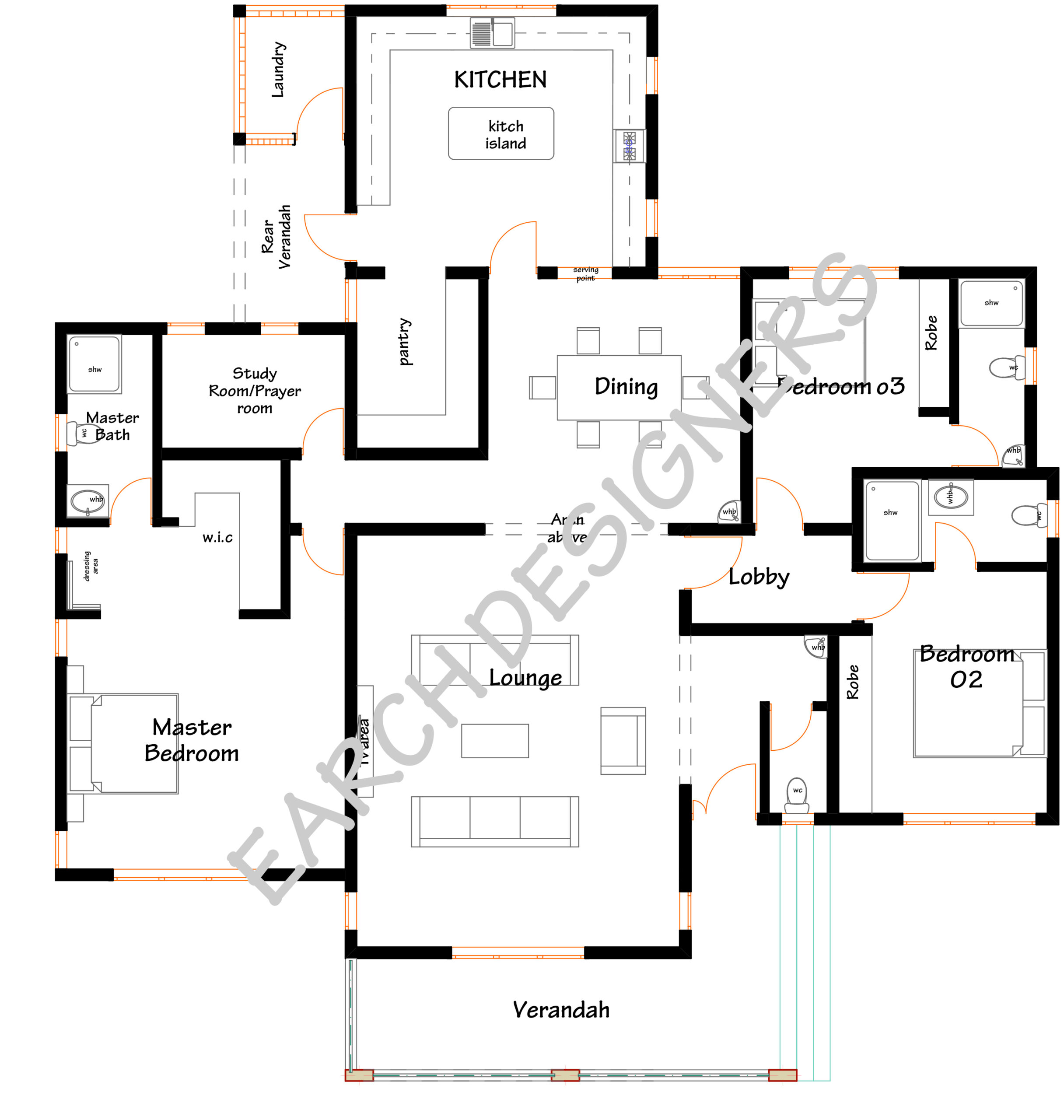 Best 3 Bedroom Bungalow Floor Plan