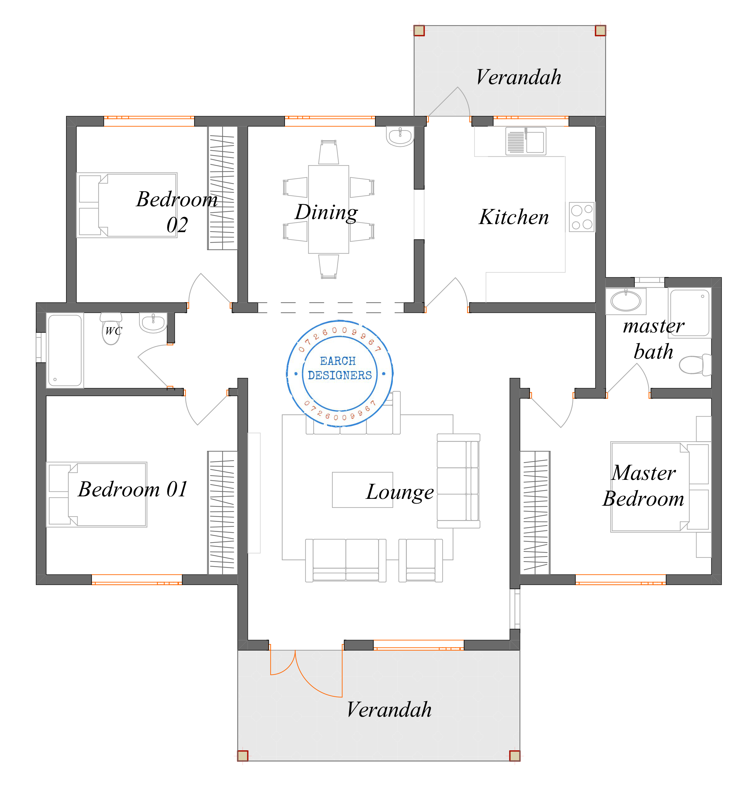 Simple 3 Bedroom Layout